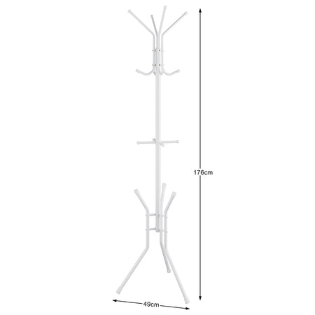 Appendiabiti a Piantana Attaccapanni da Terra Salvaspazio 12 Ganci Bianco H176cm