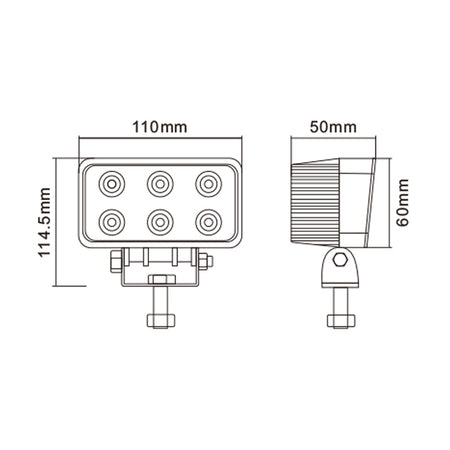 Faro da lavoro 6 LED Epistar a largo raggio freddo 18W IP67