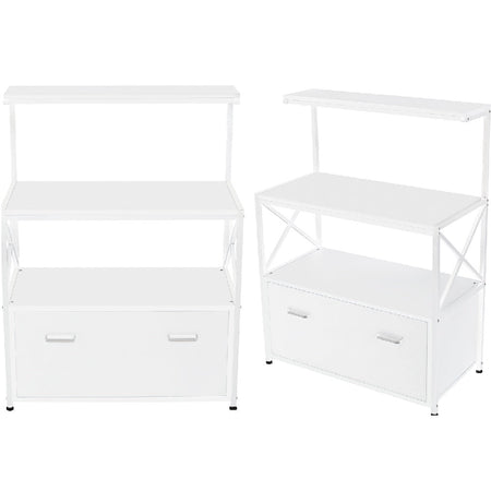 Mobile Portaoggetti Multiuso Scaffale 3 Ripiani 1 Cassetto Ingresso Casa Ufficio Bianco