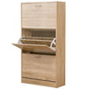 Mobile Scarpiera Salvaspazio 3Ante in Legno 60x24 H120cm Beige 18 paia di scarpe