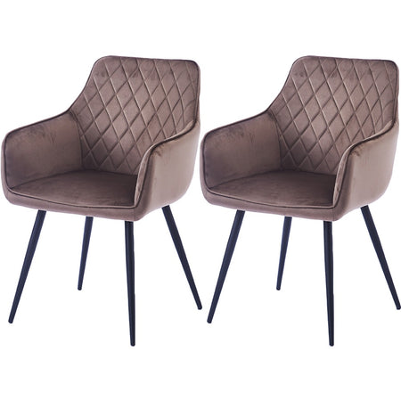 Sedia Sala da Pranzo Kit 2pz in Velluto Marrone Poltrona Ergonomica Casa Bar Ristorante