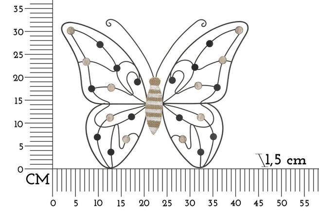 Pannello In Ferro E Legno Butterfly Cm 39,5X1,5X33,5 Min 2