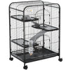 Gabbia Conigli Roditori in Metallo Nero 61x44.5 H95cm con Ruote
