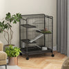 Gabbia Conigli Roditori in Metallo Nero 61x44.5 H95cm con Ruote