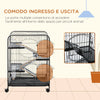 Gabbia Conigli Roditori in Metallo Nero 61x44.5 H95cm con Ruote