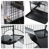 Gabbia Conigli Roditori in Metallo Nero 61x44.5 H95cm con Ruote