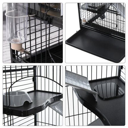 Gabbia Conigli Roditori in Metallo Nero 61x44.5 H95cm con Ruote