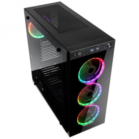 Case Horizon Middle Tower ATX, Micro-ATX, Mini-ITX 2 Porte USB 3.0 Colore Nero (Finestrato)