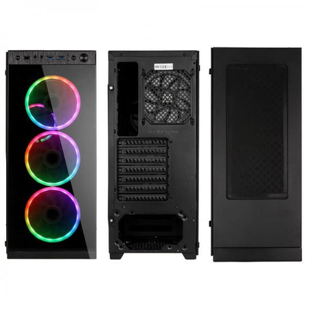 Case Horizon Middle Tower ATX, Micro-ATX, Mini-ITX 2 Porte USB 3.0 Colore Nero (Finestrato)