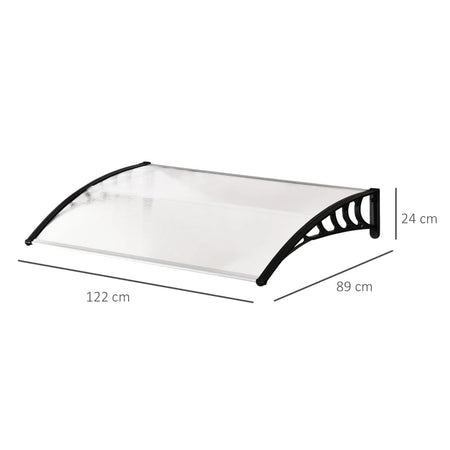 Pensilina per Esterno 122x89cm Tettoia in PVC Forma Curva 9