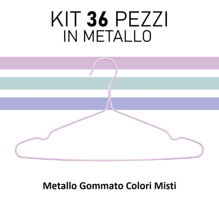Grucce 36pz Appendiabiti Metallo e Silicone Antiscivolo Salvaspazio Giacche Vestiti Pantaloni Camicie