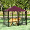 Recinto per Cani Telaio in Acciaio 141x141 H153cm Tetto in Stoffa