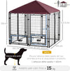 Recinto per Cani Telaio in Acciaio 141x141 H153cm Tetto in Stoffa