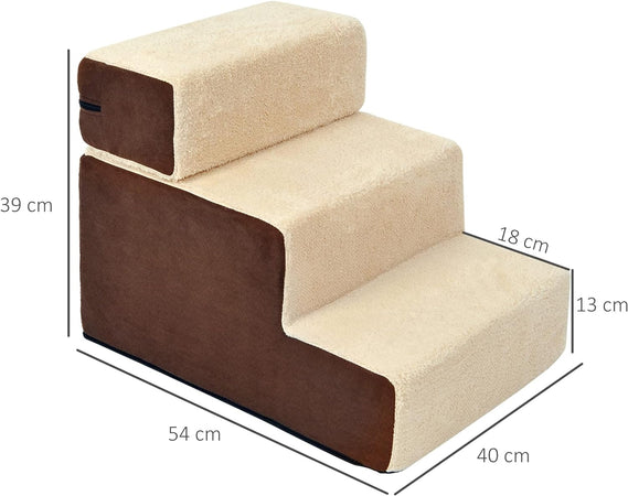 Scala per Cani con Tappetino Antiscivolo 54x40 H39cm 3 Gradini Rimovibili