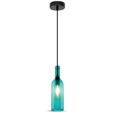 Lampadario LED a Bottiglia in Vetro con Portalampada E14 (Max 60W) Colore Blu