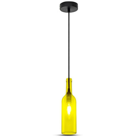 Lampadario LED a Bottiglia in Vetro con Portalampada E14 (Max 60W) Colore Giallo
