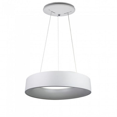 Lampadario LED a Sospensione Circolare 25W in Metallo Colore Bianco d: 45cm h: 120cm 3000K