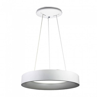 Lampadario LED a Sospensione Circolare 30W in Metallo Colore Bianco d: 60cm h: 120cm 3000K