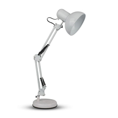 Lampada LED da Tavolo con Attacco E27 e Braccio Regolabile Colore Bianco