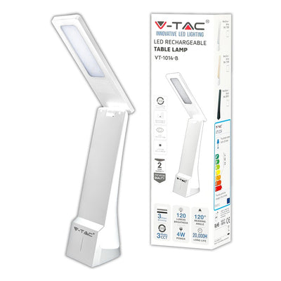 Lampada LED da Tavolo 4W 3 in 1 Ricaricabile a Batteria Colore Bianco e Argento Touch Dimmerabile