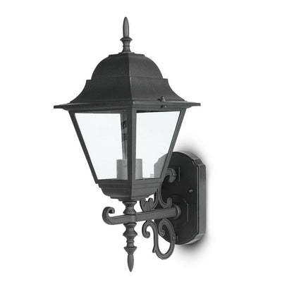 Lampada LED da Muro a Lanterna con Portalampada E27 (Max 60W) Rivolta Verso in Alto Colore Nero Opaco IP44