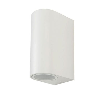 Portafaretto LED Doppio da Muro 2xGU10 e GU5.3 (MR16) Arrotondato in Alluminio Colore Bianco IP44