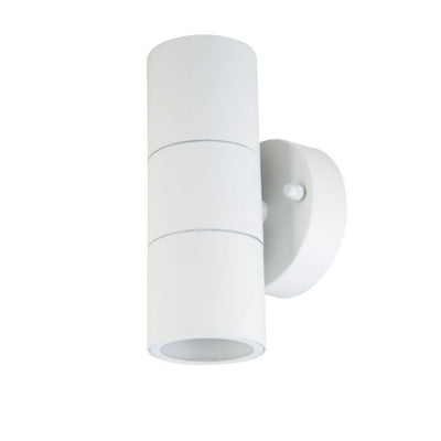 Portafaretto LED Doppio da Muro 2xGU10 e GU5.3 (MR16) Arrotondato in Alluminio Colore Bianco Opaco IP44