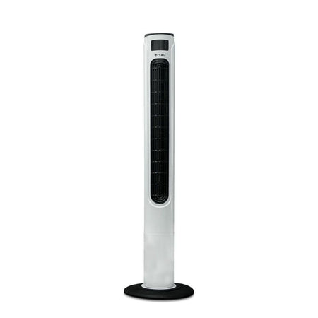 Ventilatore a Torre 55W con Display LED con Indicatore di Temperatura e Telecomando Colore Bianco con Finiture Nere 120cm