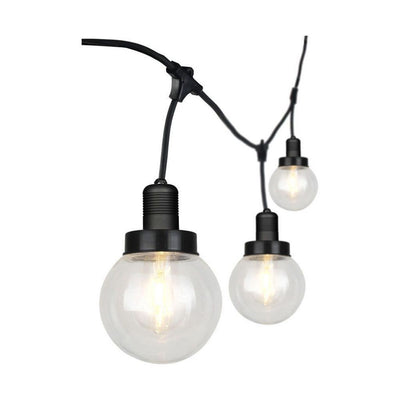 Catenaria 3m per 6 lampadine LED E27 Con Diffusori trasparenti IP65 Colore nero