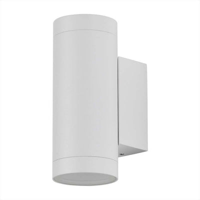Portafaretto LED Doppio da Muro Rotondo 2xGU10 e GU5.3 (MR16) Colore Bianco Opaco IP54