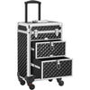 Trolley Lavoro Make up Alluminio Porta Trucco Estetista Beauty 4 Ruote Nero