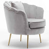 Sedia Poltrona Relax Velluto e Metallo Imbottita Design Moderno Grigio Piedi Oro