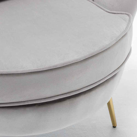 Sedia Poltrona Relax Velluto e Metallo Imbottita Design Moderno Grigio Piedi Oro