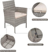 Set da Giardino 2 Poltrone 1 Tavolino Rattan Intrecciato Beige e Cuscini Ecrù