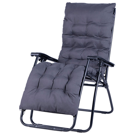 Sdraio Poltrona Giardino Gravità Zero Pieghevole Con Cuscino Oxford Morbido Grigio