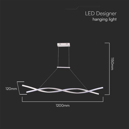 Lampadario LED a Sospensione 30W in Metallo dal Design Moderno 120x100cm Colore Bianco 4000K