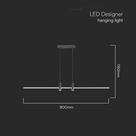 Lampadario LED a Sospensione 19W dal Design Moderno 80x115cm Colore Nero 4000K