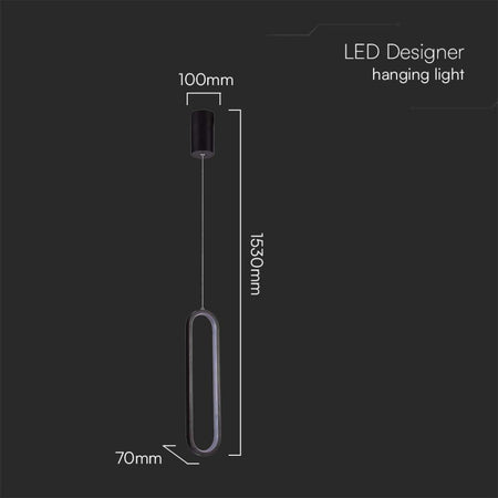 Lampadario LED a Sospensione 13W Colore Nero 10x70x153cm 3000K