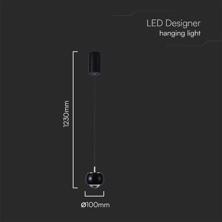 Lampadario LED a Sospensione 9W Colore Nero 10x10x100cm 4000K