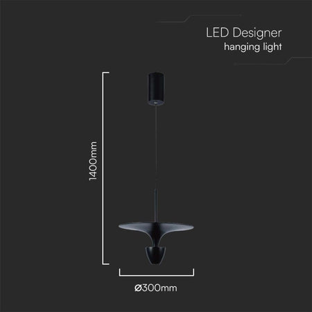 Lampadario LED 9W dal Design Moderno 30x320x100Cm Colore Nero 3000K