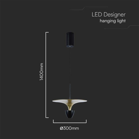 Lampadario LED 9W dal Design Moderno 30x320x100Cm Colore Verniciato Oro e Nero 3000K