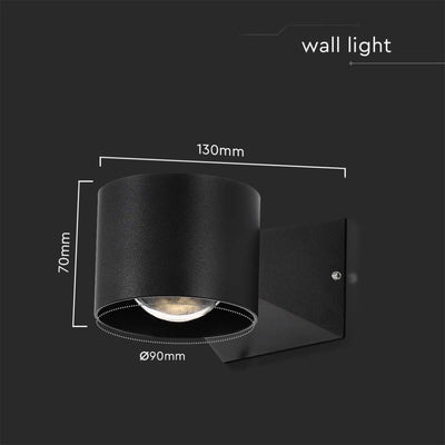 Applique LED da Muro 5W Doppio Fascio Luminoso Corpo Nero 4000K IP65