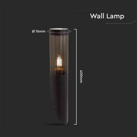 Lampada LED da Giardino con Portalampada E27 in Acciaio Inossidabile Vetro Fumé Colore Nero Fissaggio Diagonale IP44