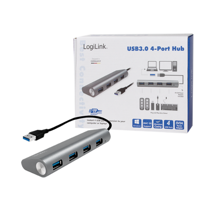 Hub USB 3.2 SuperSpeed 4 porte Alluminio Silver