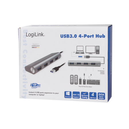 Hub USB 3.2 SuperSpeed 4 porte Alluminio Silver
