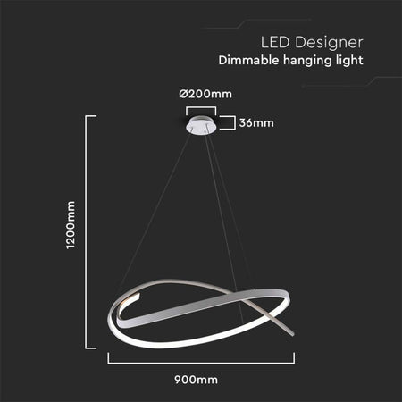 Lampadario LED a Sospensione Circolare 48W in Metallo Colore Bianco 80x120cm 3000K Triac Dimmerabile