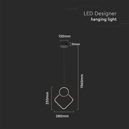 Lampadario LED a Sospensione 12W dal Design Moderno 28x180cm Colore Nero 3000K