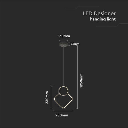Lampadario LED a Sospensione 12W dal Design Moderno 280x1800mm Colore Nero 4000K