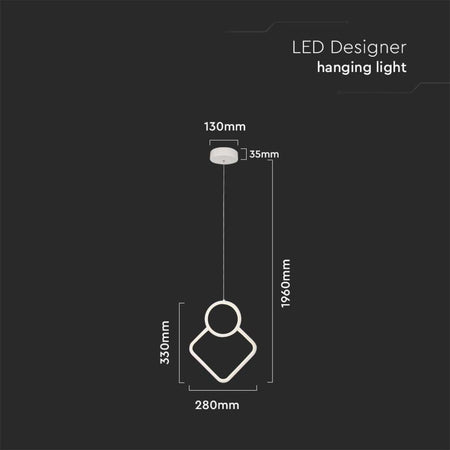 Lampadario LED a Sospensione 12W dal Design Moderno 28x180cm Colore Bianco 3000K