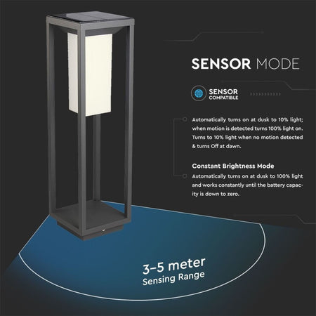 Lampada Solare LED Chip Samsung da Muro Esterno 2W Rettangolare Sensore di Movimento Crepuscolare e Luminosità Costante 3000K
